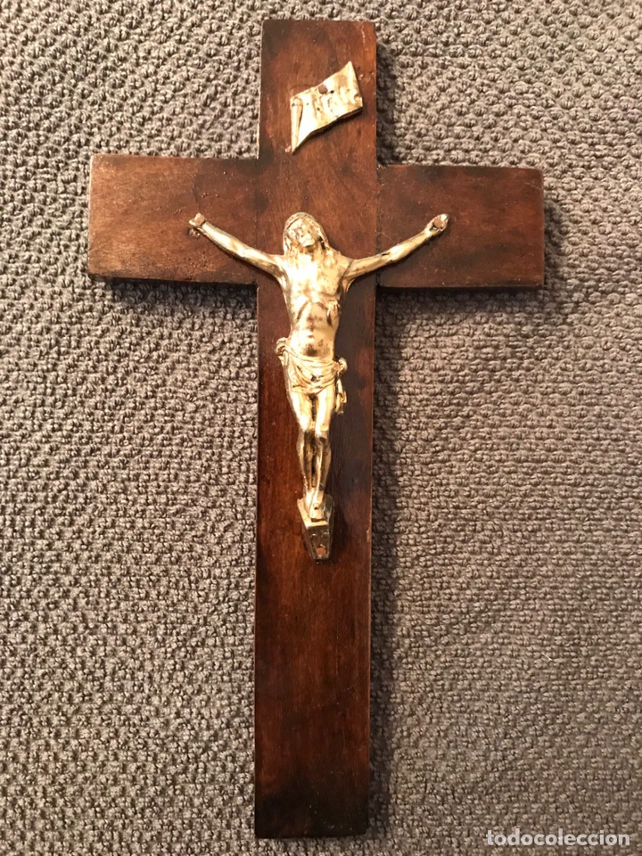 Antig&uuml;edades: Crucifijo en Madera y Bronce (h.1950?) - Foto 1