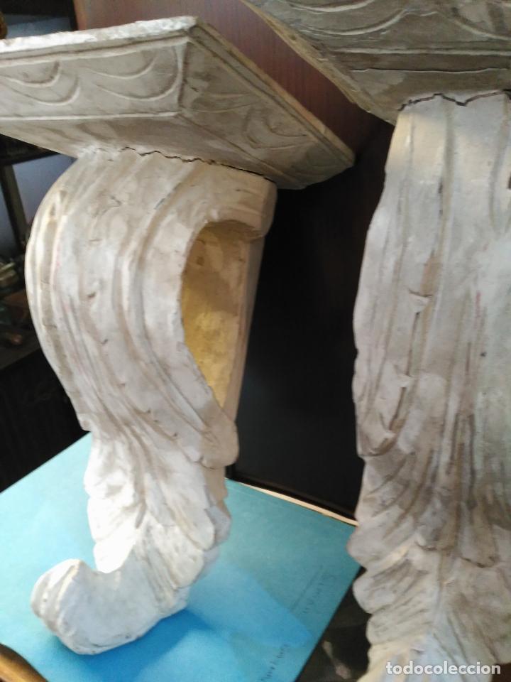 Antigüedades: ANTIGUA GRAN PAREJA MENSULAS MADERA TALLADAS A MANO 22 X 19 X 36 cm altura VENTA DIRECTA 350 EUROS - Foto 8 - 95695135