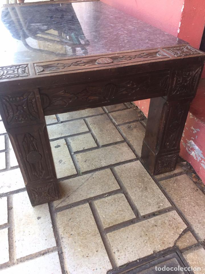 Antig&uuml;edades: MESA M&Aacute;RMOL Y MADERA TALLADA - Foto 5