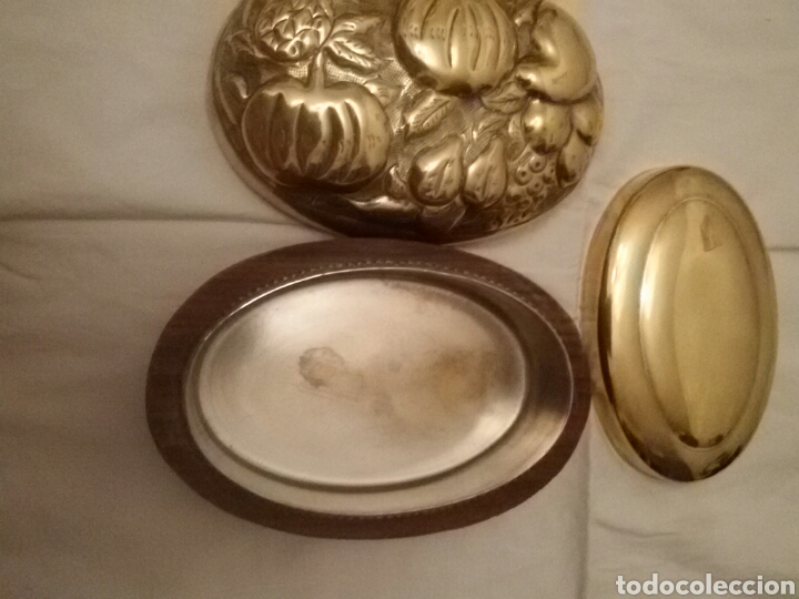 Antig&uuml;edades: caja de madera con doble tapa de bronce - Foto 4