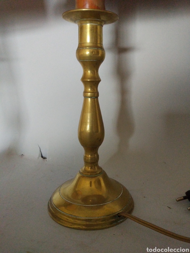 Antig&uuml;edades: Pareja candeleros bronce. sXIX - Foto 3