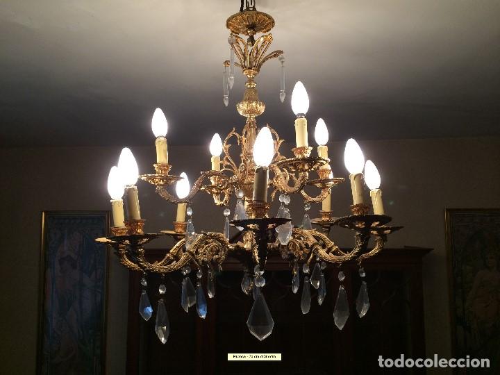 Antig&uuml;edades: L&aacute;mpara de bronce electrificada - Foto 1