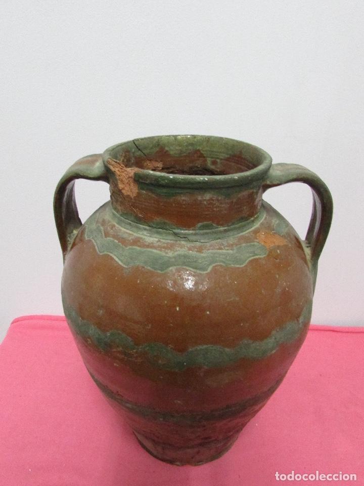 Antig&uuml;edades: Jarron ceramica marron # - Foto 1