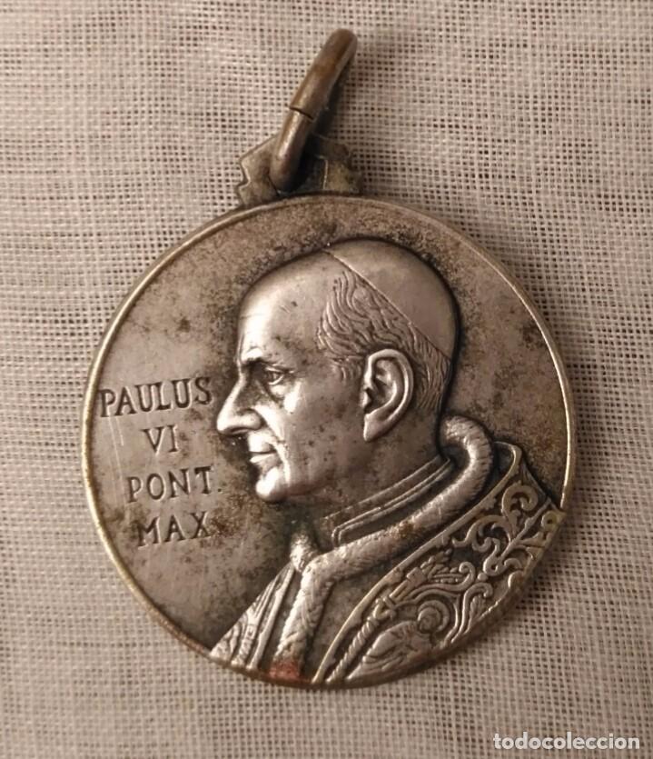 Antigüedades: Lote 4 medallas religiosas - Dos de Pablo VI - Juan XXIII y Juan Pablo II - Plata y metal - Foto 7 - 96941643