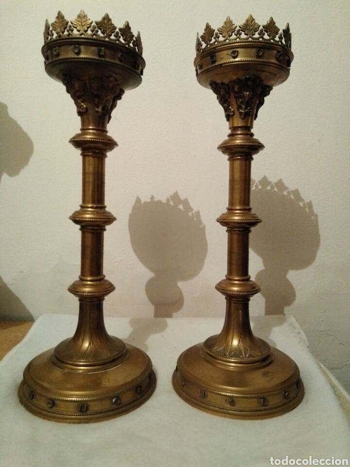 Antig&uuml;edades: Pareja de candeleros - Foto 1