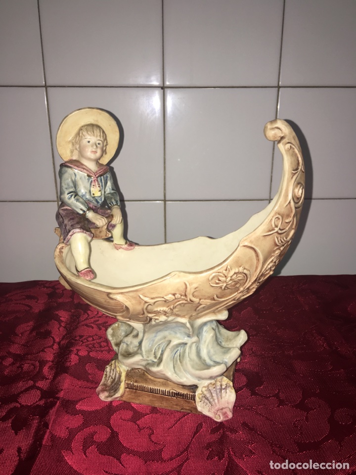 Antig&uuml;edades: Fabuloso biscuitt centroeuropeo &rdquo;ni&ntilde;o en barca &rdquo; - Foto 1