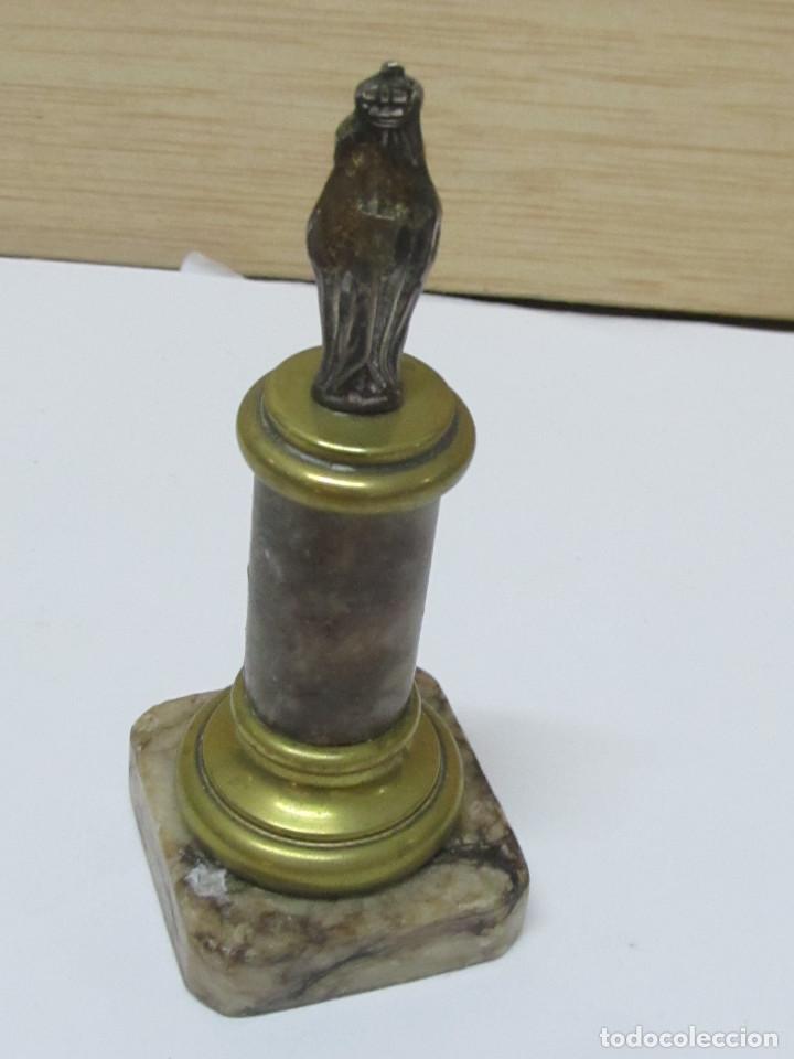 Antig&uuml;edades: VIRGEN DE PLATA SOBRE PIE DE MARMOL Y BRONCE - Foto 1