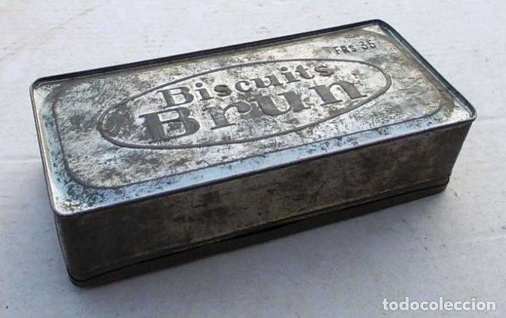 Antig&uuml;edades: lata de chapa antigua biscuits brun - Foto 2