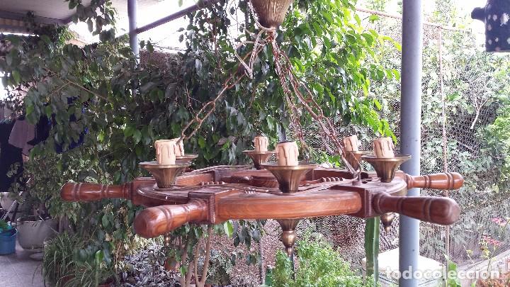 Antig&uuml;edades: preciosa lampara timon en madera - Foto 1
