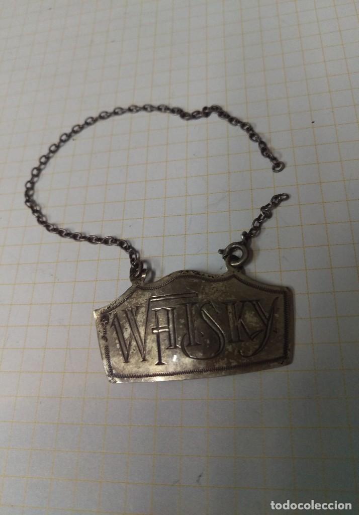 Antig&uuml;edades: CHAPA DE PLATA WHISKY CON FECHA Y DEDICATORIA.. (PARA BOTELLA?) - Foto 1