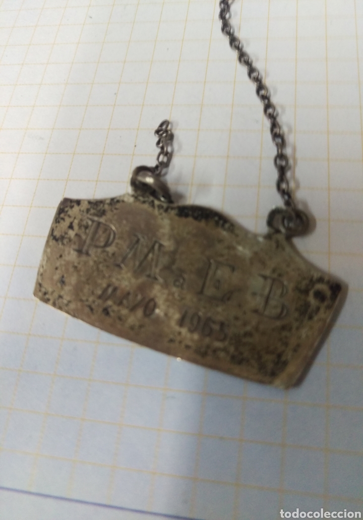 Antig&uuml;edades: CHAPA DE PLATA WHISKY CON FECHA Y DEDICATORIA.. (PARA BOTELLA?) - Foto 2