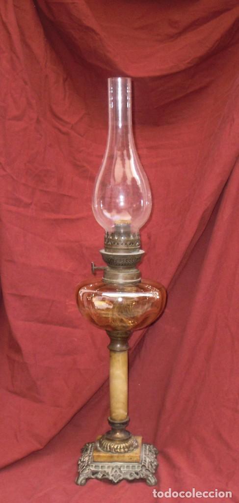 Antig&uuml;edades: quinque con columna en marmol y pie de bronce - Foto 1
