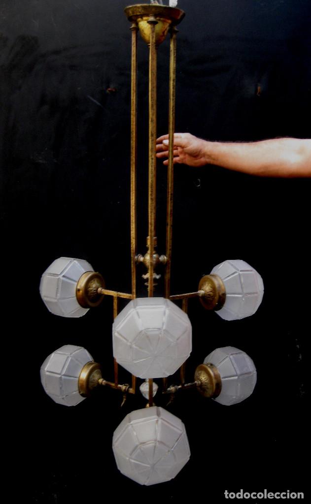 Lampe De Plafond Ancienne Art Déco - Suspension Rénovée, Style Vintage