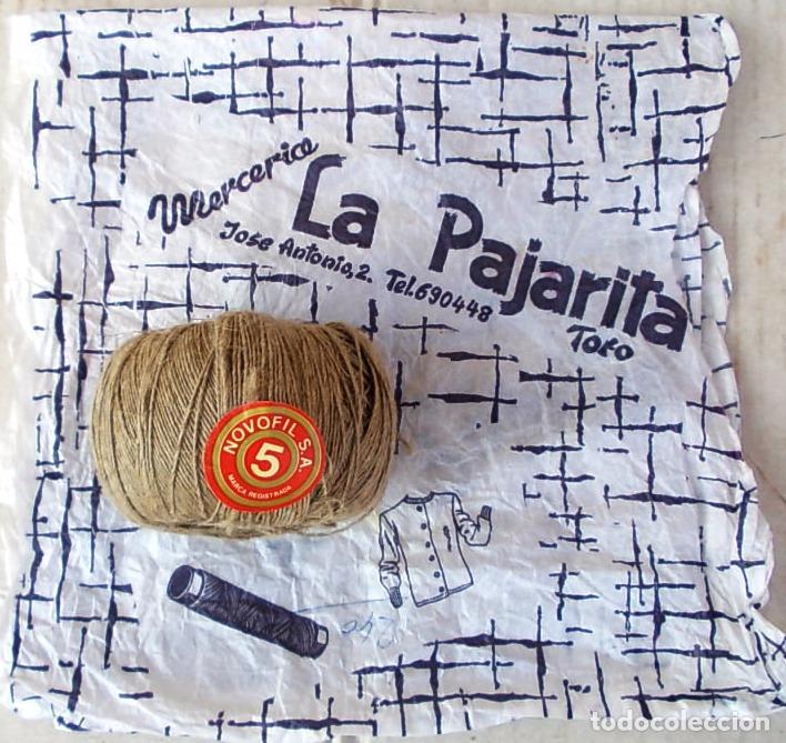 Antiquit&eacute;s: ovillo de hilo antiguo marca novofil, fabricacion espa&ntilde;ola, con precinto, merceria pajarita torozam