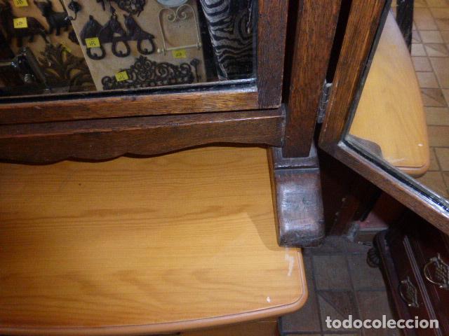 Antig&uuml;edades: ANTIGUO ESPEJO TRIPTICO DE SOBRE MESA EN MADERA DE ROBLE. - Foto 3