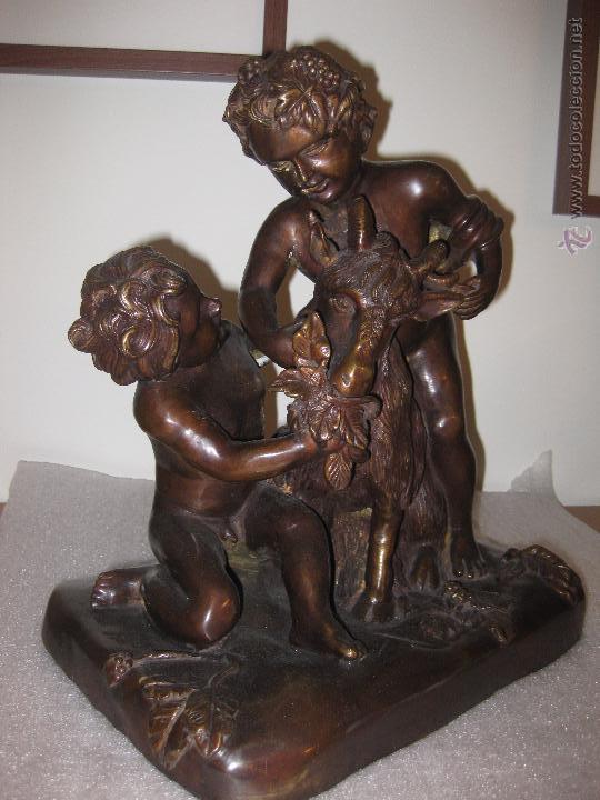Antig&uuml;edades: ESCULTURA DE BRONCE REPRESENTANDO A DOS NI&Ntilde;OS - Foto 3
