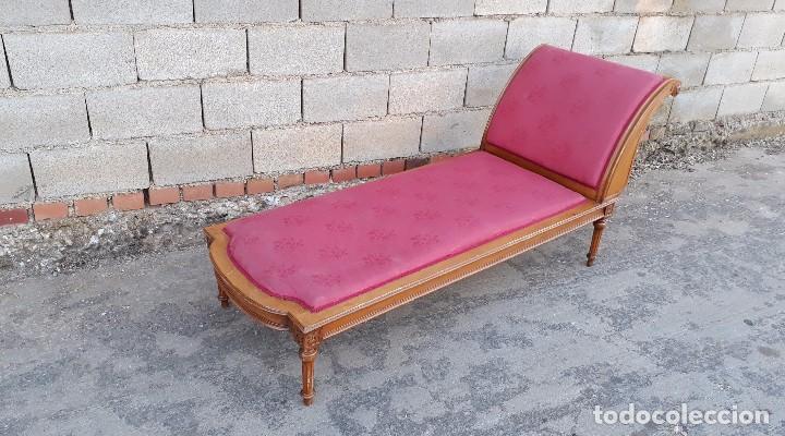 Antigüedades: Sofá diván antiguo estilo Luis XVI. Chaise lounge antiguo estilo vintage estilo inglés victoriano. - Foto 5 - 98723639