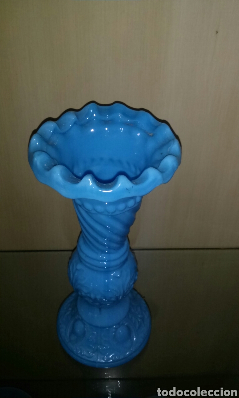 Antig&uuml;edades: Jarron azul de opalina - Foto 2