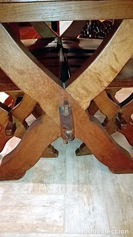 Antig&uuml;edades: ORIGINAL Y RESTAURADA MESA DE BODEGA Y 4 SILLAS, EN MADERA DE ROBLE MACIZO - Foto 3