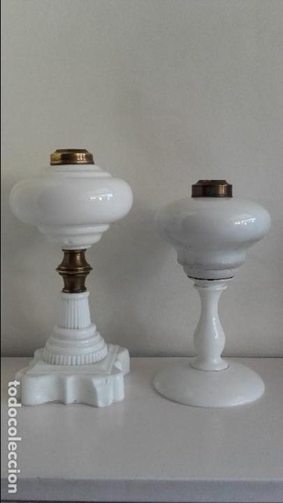 Antig&uuml;edades: Pareja de quinqu&eacute;s de opalina s XIX - Foto 1