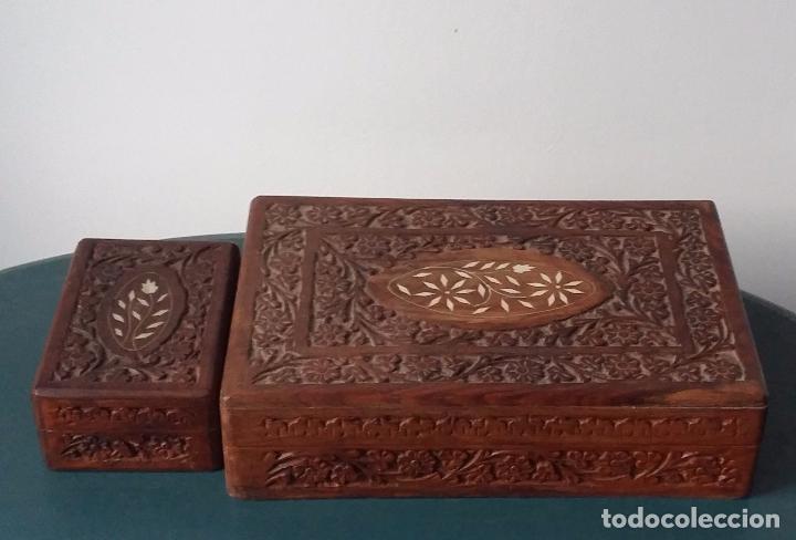 Antig&uuml;edades: Dos cajas madera tallada - Foto 1
