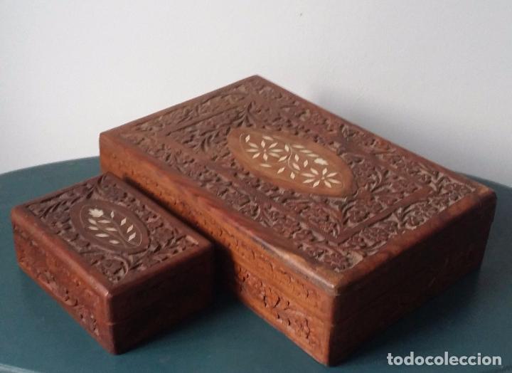Antig&uuml;edades: Dos cajas madera tallada - Foto 2