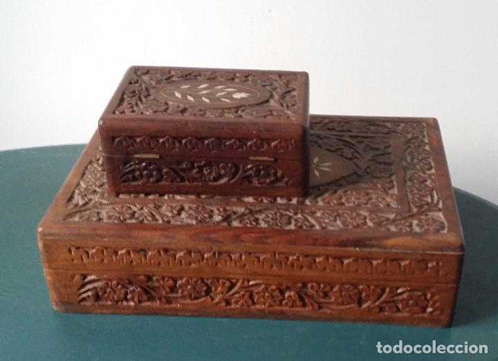 Antig&uuml;edades: Dos cajas madera tallada - Foto 3