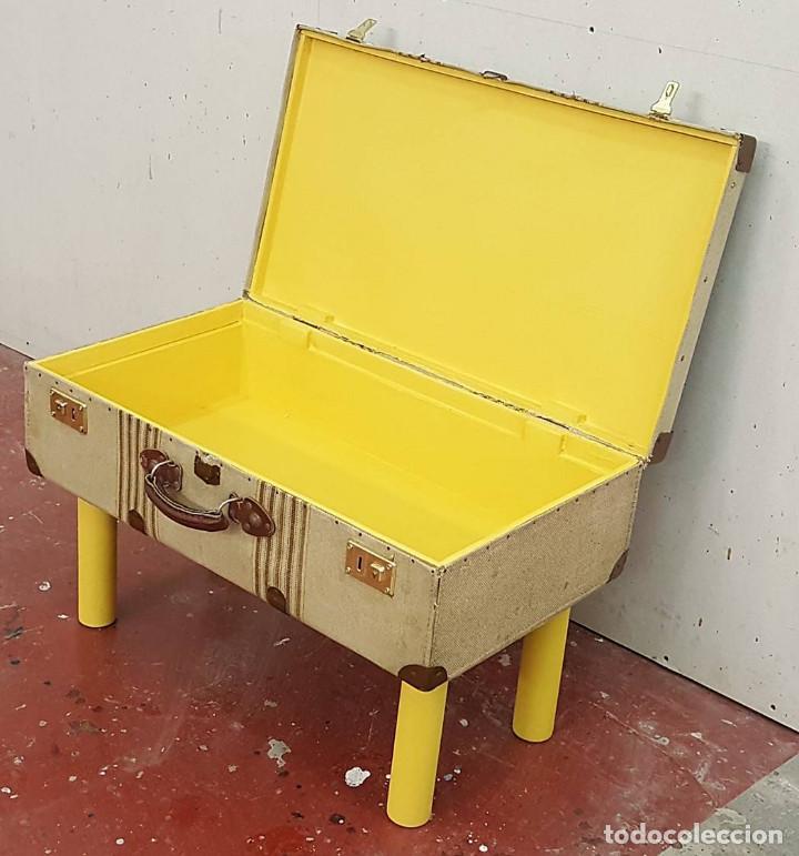 Antig&uuml;edades: MALETA ANTIGUA RECICLADA A MESA DE CENTRO - Foto 4