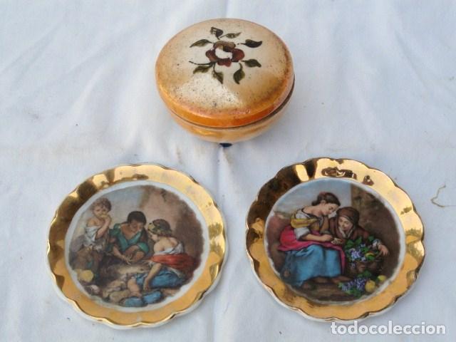 Antig&uuml;edades: JOYERO Y 2 PEQUE&Ntilde;OS PLATOS DECORATIVOS. - Foto 1