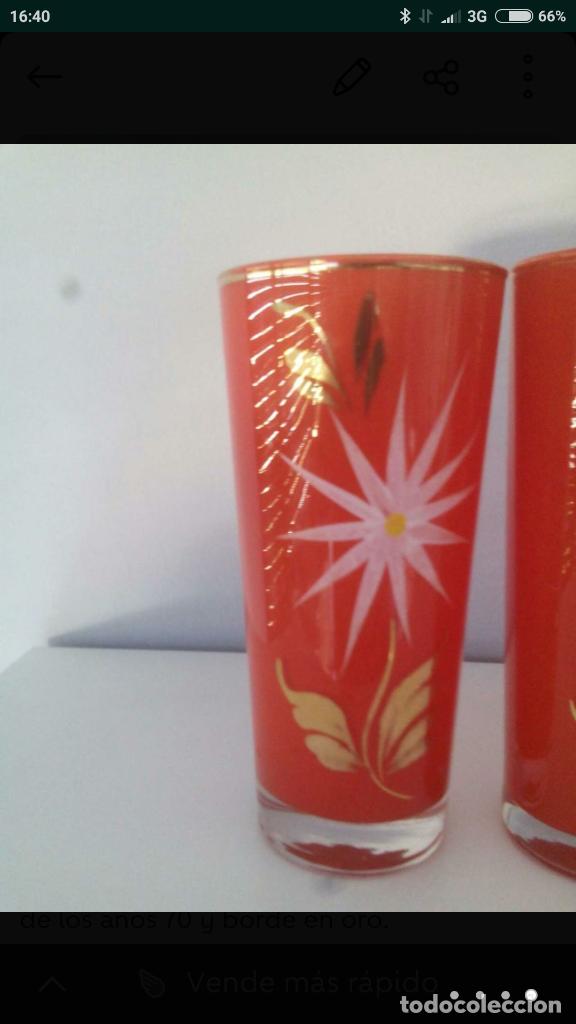 Antig&uuml;edades: Vasos a&ntilde;os 70 pintados a mano