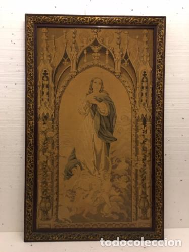 Antig&uuml;edades: - TAPIZ DE LA VIRGEN INMACULADA DEL SIGLO XIX - Foto 1