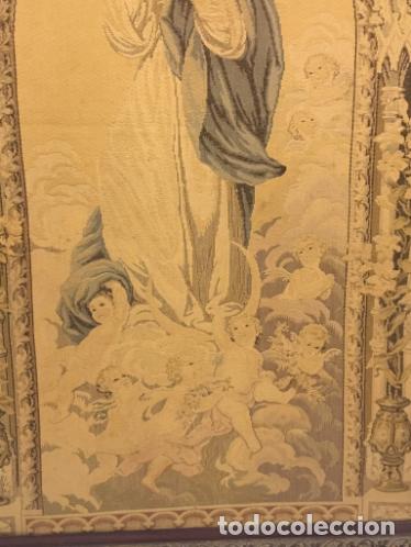 Antig&uuml;edades: - TAPIZ DE LA VIRGEN INMACULADA DEL SIGLO XIX - Foto 6