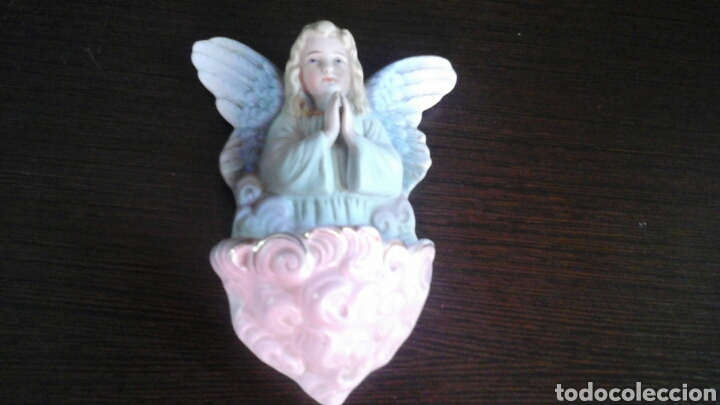 Antig&uuml;edades: Pila agua bendita con angel biscuit - Foto 1