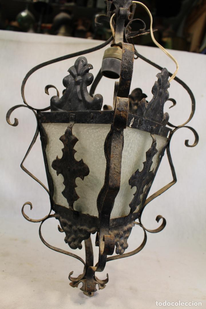 Antig&uuml;edades: lampara farol de techo en hierro de forja - Foto 2