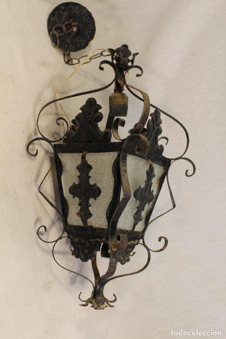 Antig&uuml;edades: lampara farol de techo en hierro de forja - Foto 4