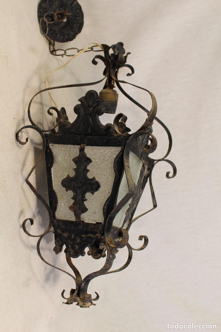 Antig&uuml;edades: lampara farol de techo en hierro de forja - Foto 5