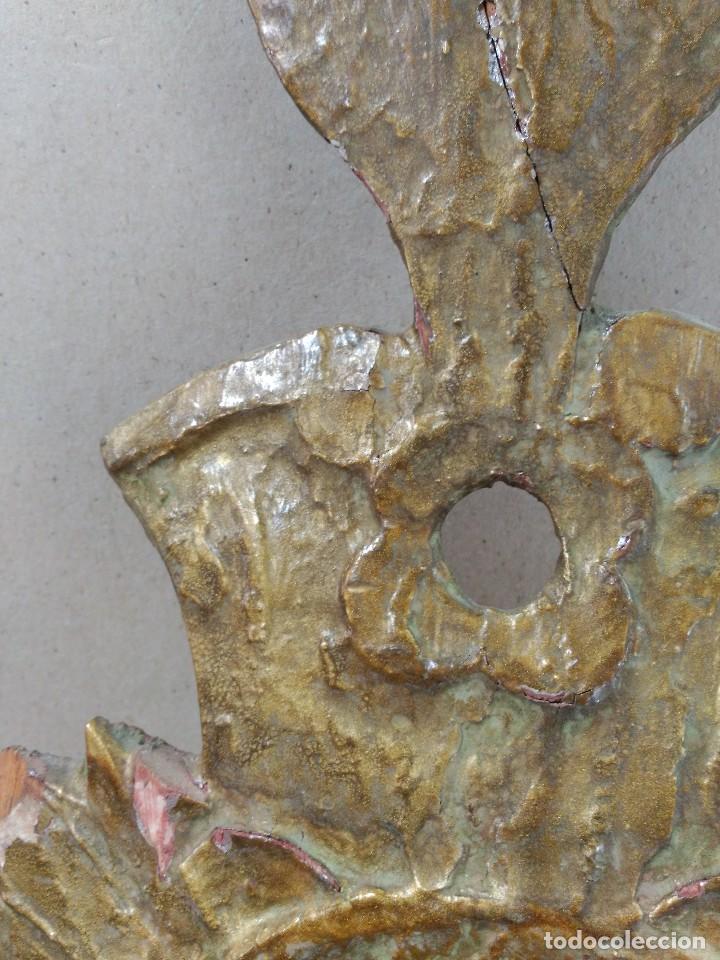 Antig&uuml;edades: CORNUCOPIA DE MADERA ESTUCADA Y DORADA, SIGLO XIX - Foto 3