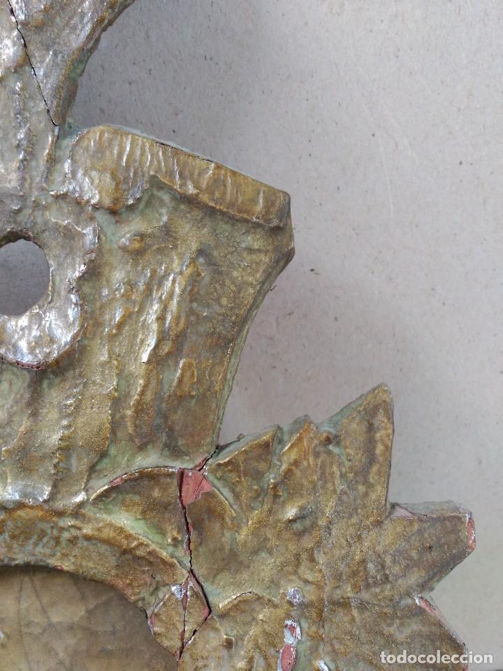 Antig&uuml;edades: CORNUCOPIA DE MADERA ESTUCADA Y DORADA, SIGLO XIX - Foto 4