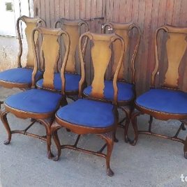 6 seis sillas antiguas estilo Reina Ana. Sillería antigua vintage estilo inglés Reina Ana.
