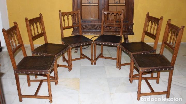 Antig&uuml;edades: 6 SILLAS DE ESTILO ISABELINO.REF.6123 - Foto 1