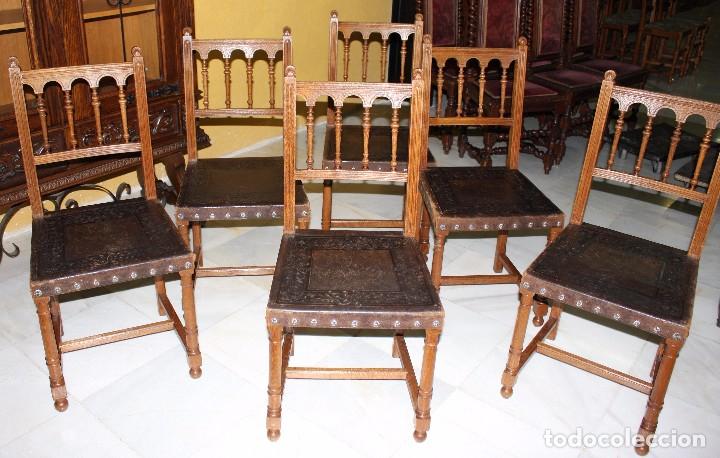 Antig&uuml;edades: 6 SILLAS DE ESTILO ISABELINO.REF.6123 - Foto 2