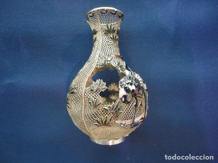 Antig&uuml;edades: * JARRON DE MALLA Y FILIGRANAS DE PLATA - RARO - Foto 2
