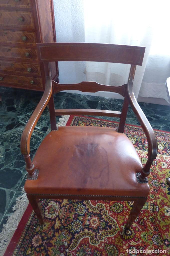 Antigüedades: DOS SILLONES Y SEIS SILLAS ESTILO INGLÉS. Lote 101226791