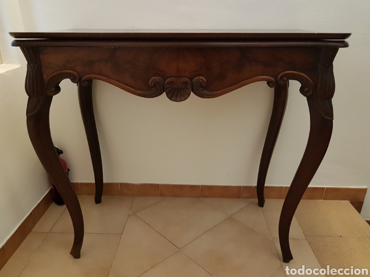 Antig&uuml;edades: Mesa de juego inglesa en caoba XIX - Foto 1