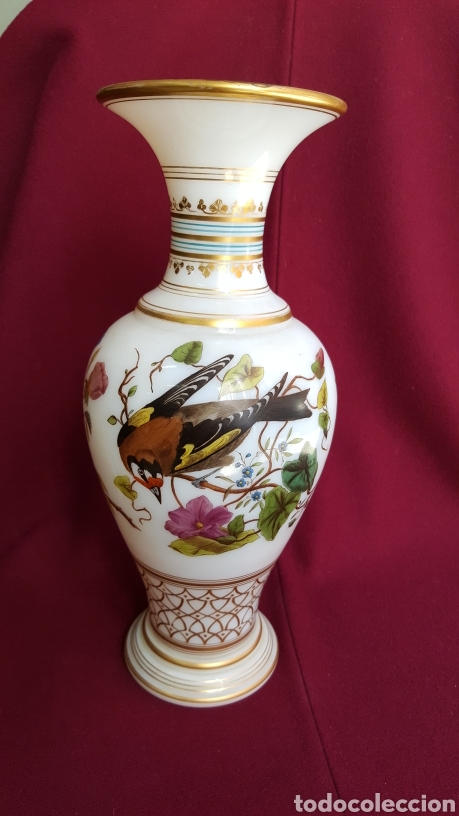 Antig&uuml;edades: JARR&Oacute;N DE OPALINA ANTIGUO CON DECORACIONES DE P&Aacute;JAROS - Foto 2