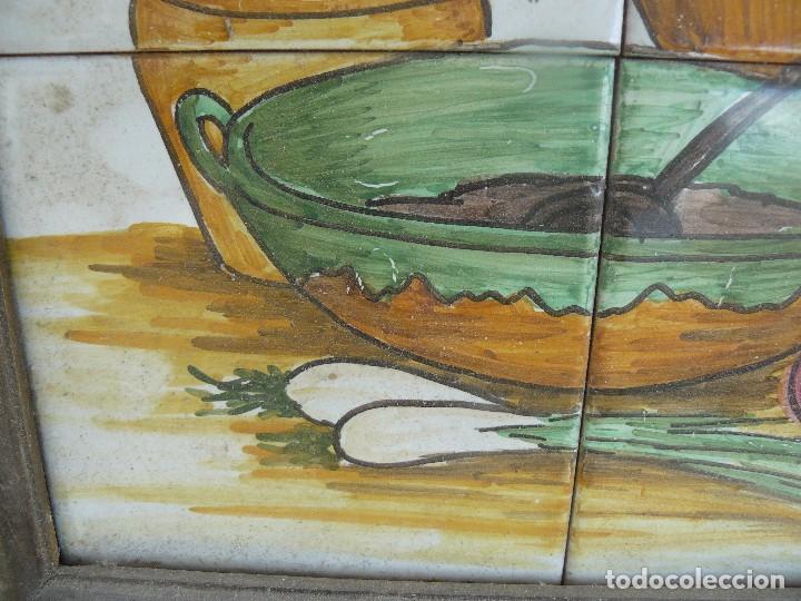 Antig&uuml;edades: PLAFON DE 4 AZULEJOS FORMANDO BODEGON - Foto 4