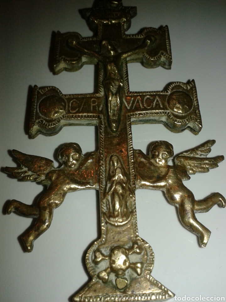 Antig&uuml;edades: CRUZ DE CARABACA EN BRONCE EN RELIEVES - Foto 3