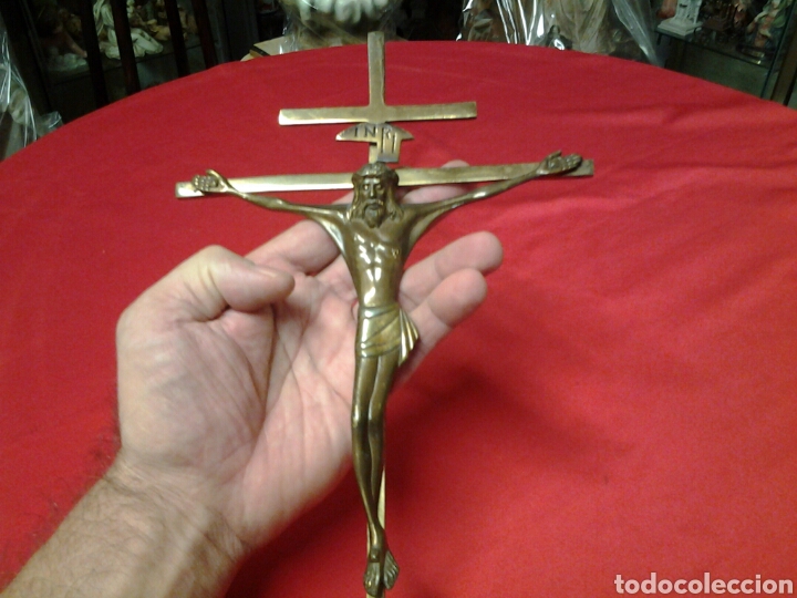 Antig&uuml;edades: Crucifijo antiguo en hierro bronce - Foto 2