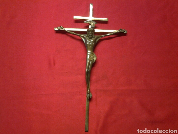 Antig&uuml;edades: Crucifijo antiguo en hierro bronce - Foto 3