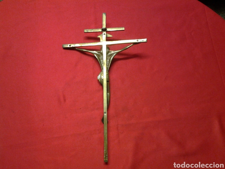 Antig&uuml;edades: Crucifijo antiguo en hierro bronce - Foto 4